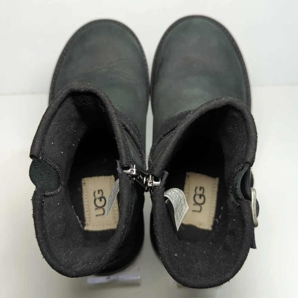 UGG Kinzey Black Nubuck moto ankle boots little kids unisex size 13 EU 31